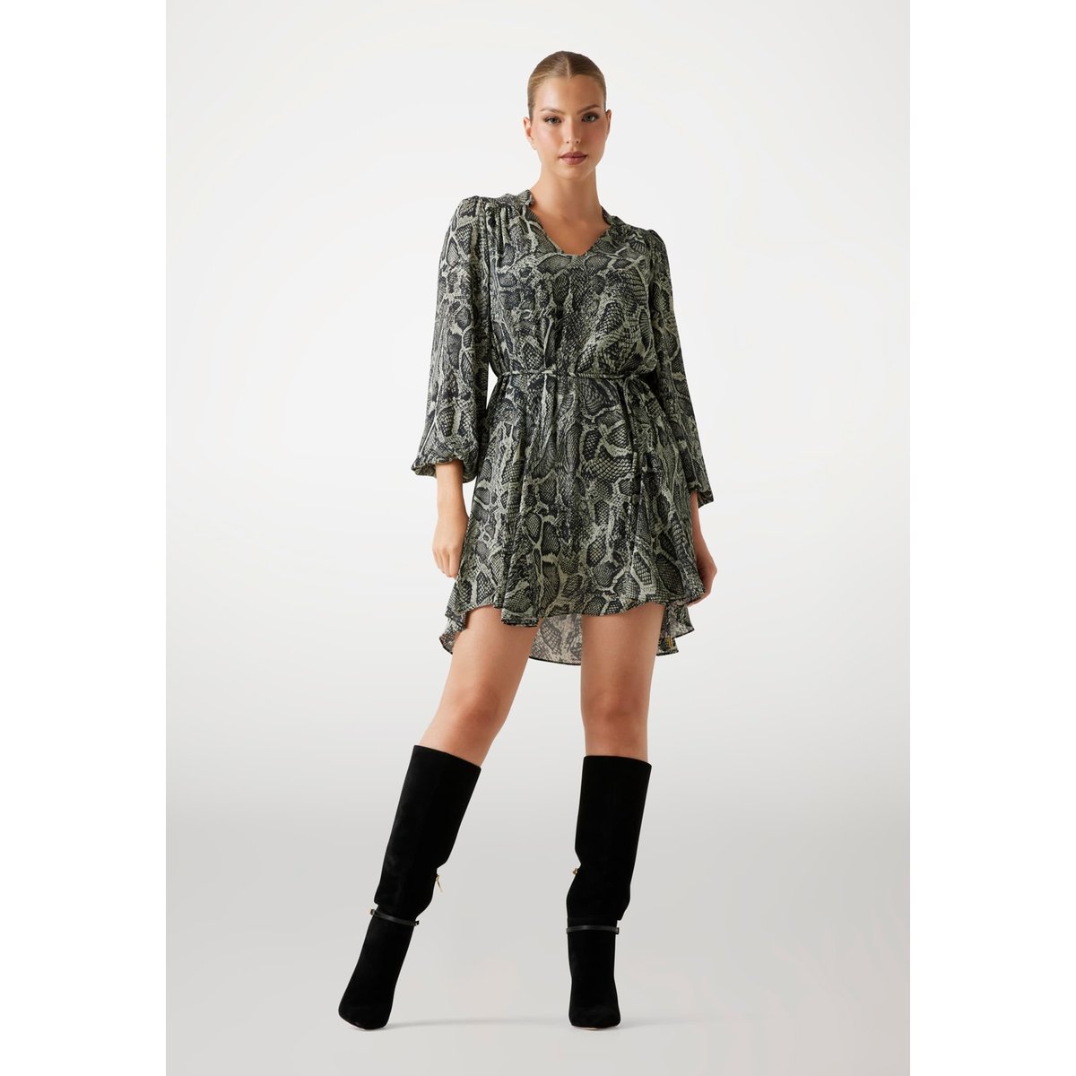Robe Fluide Volantée animalier, GUESS