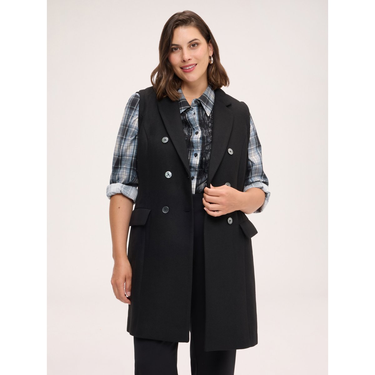 Manteau avec manches enduit noir, FIORELLA RUBINO