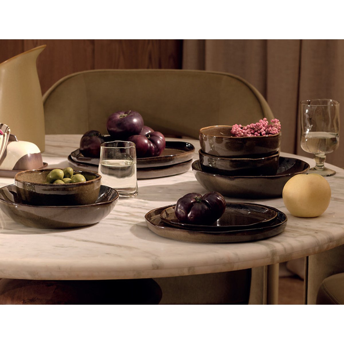 MADE.COM Set of 4 Vinnie Pasta Bowls in Brown brown , MADE