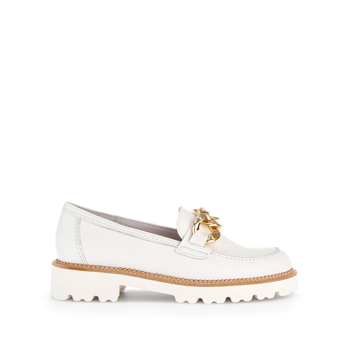 Mocassins en cuir lisse à talon décroché ecru, GABOR