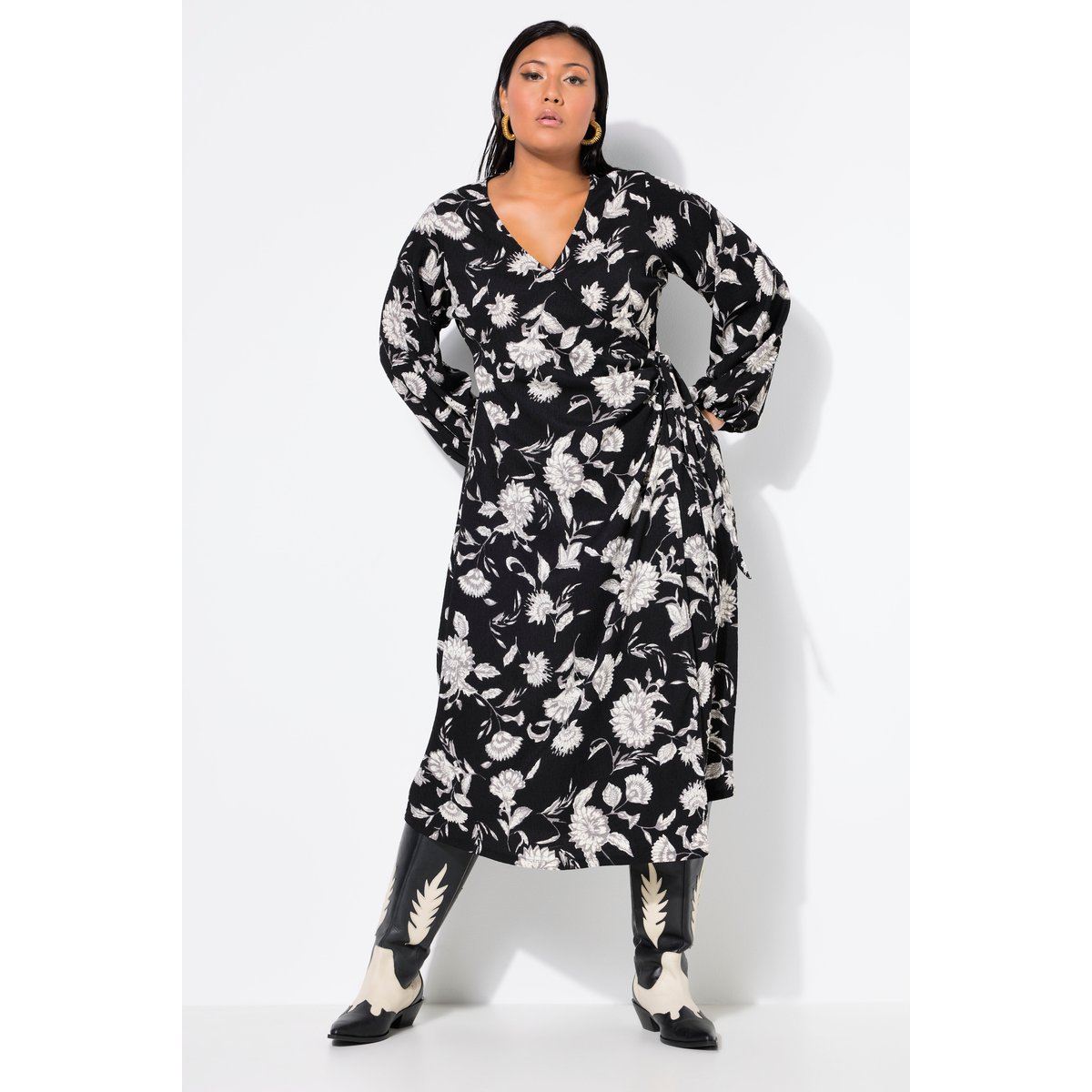 Robe portefeuille maxi, coupe Straight Shape noir, STUDIO UNTOLD