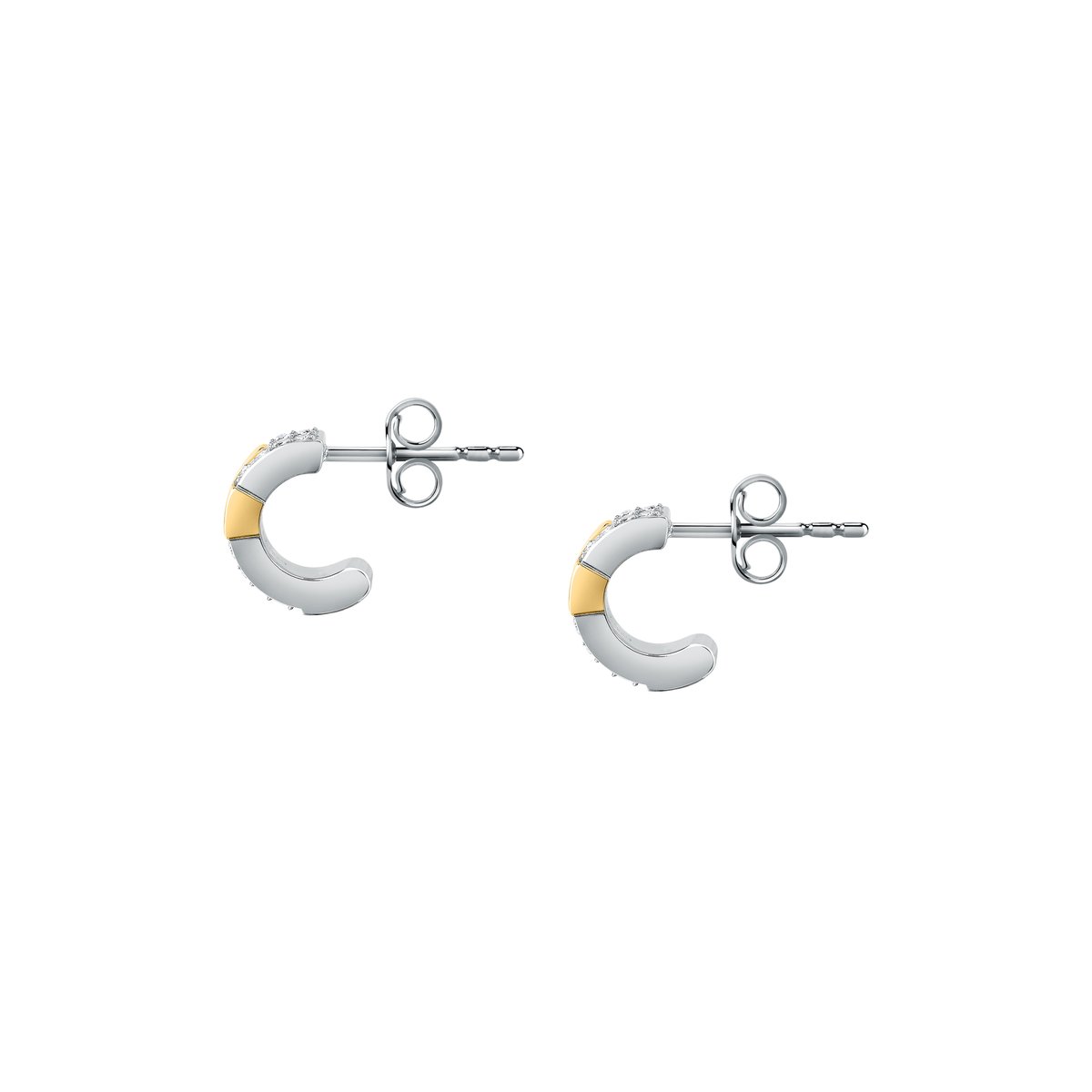 Boucles D'Oreilles en acier,cristaux, T-LOGO argent, or, TRUSSARDI