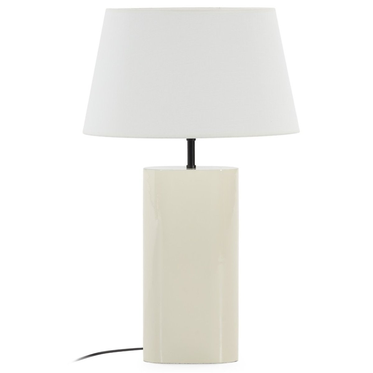 Lampe de table bois sans abat-jour blanc brillant et noir, RECOLLECTION