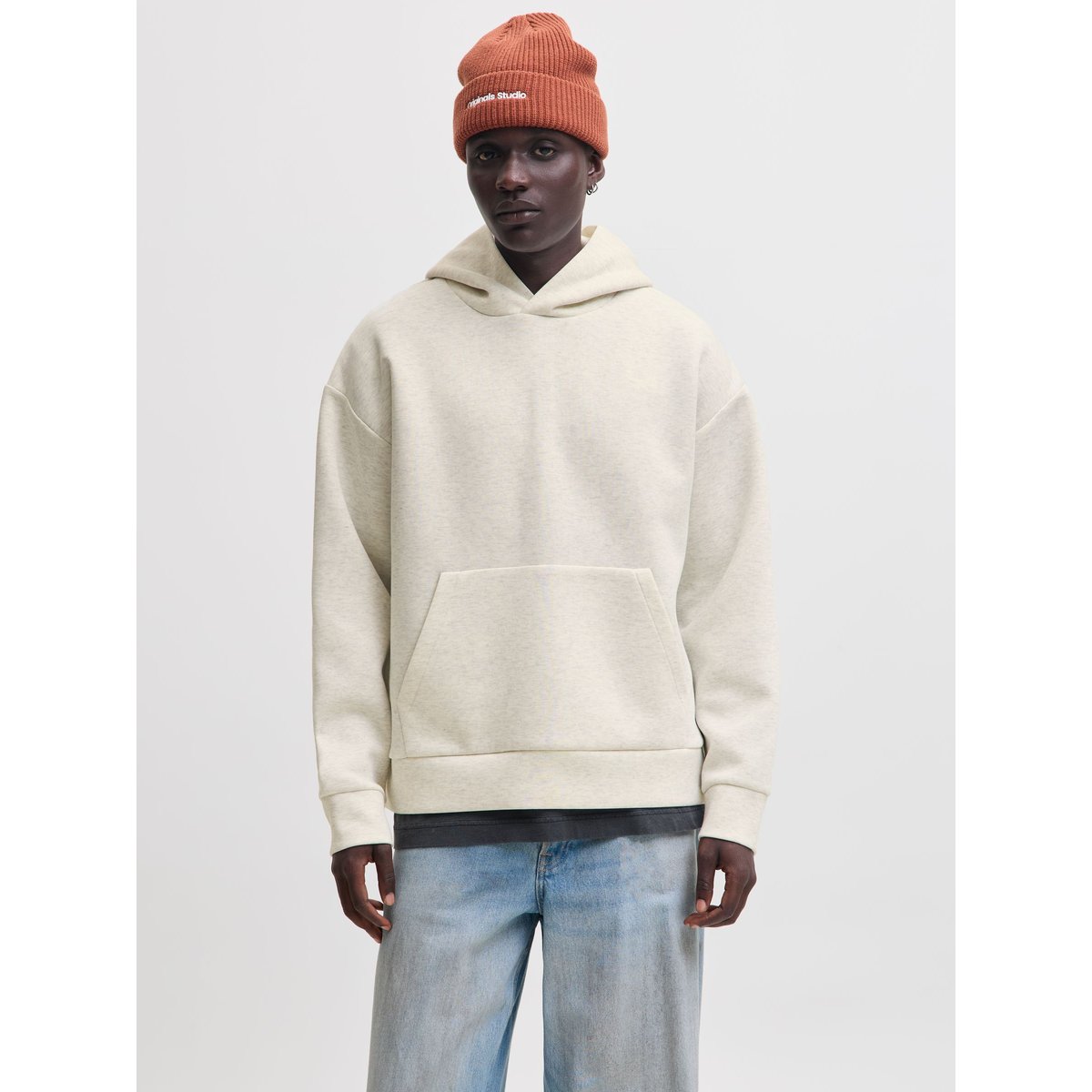 Sweat À Capuche white melange, JACK & JONES