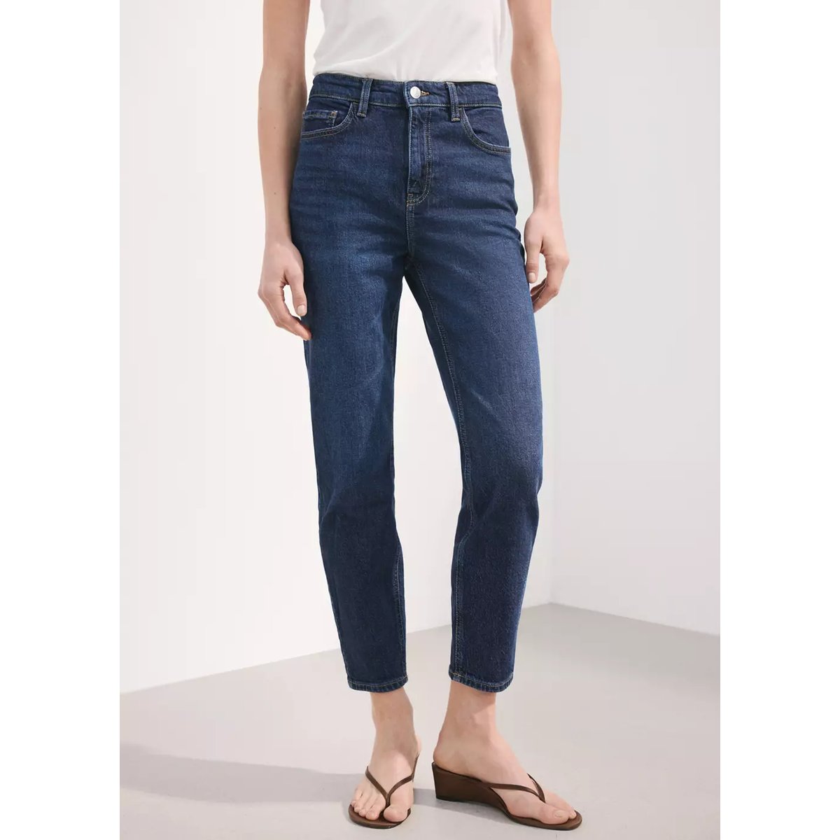 Jean Newmom confort taille haute bleu foncé, MANGO