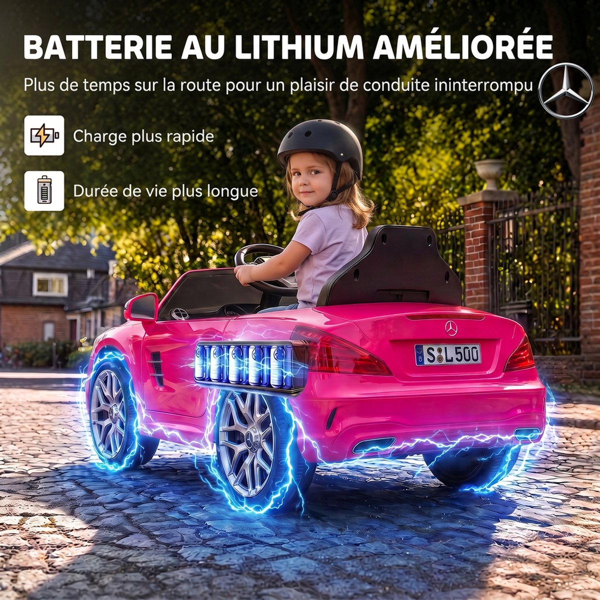 Voiture électrique à conducteur assis PP Rose rose, argenté, noir, AIYAPLAY