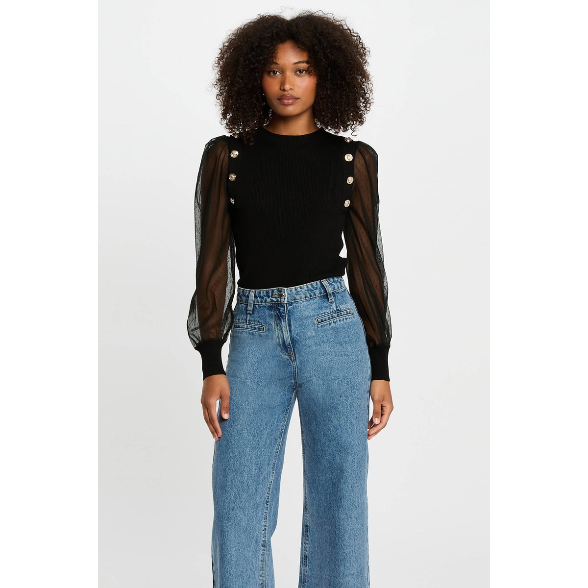 Pull col montant noir, MORGAN