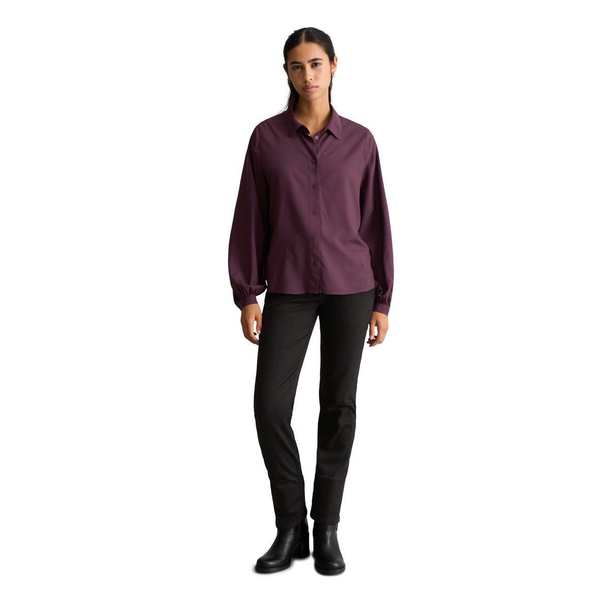 Chemisier en viscose, coupe classique en  LENZING™ ECOVERO™ rouge, MARC O’POLO DENIM