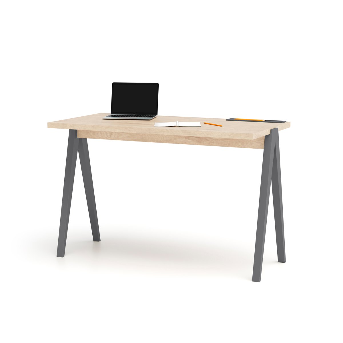 Bureau en placard et hêtre cérusée, COLMAR XL chêne clair-graphite, HERDASA