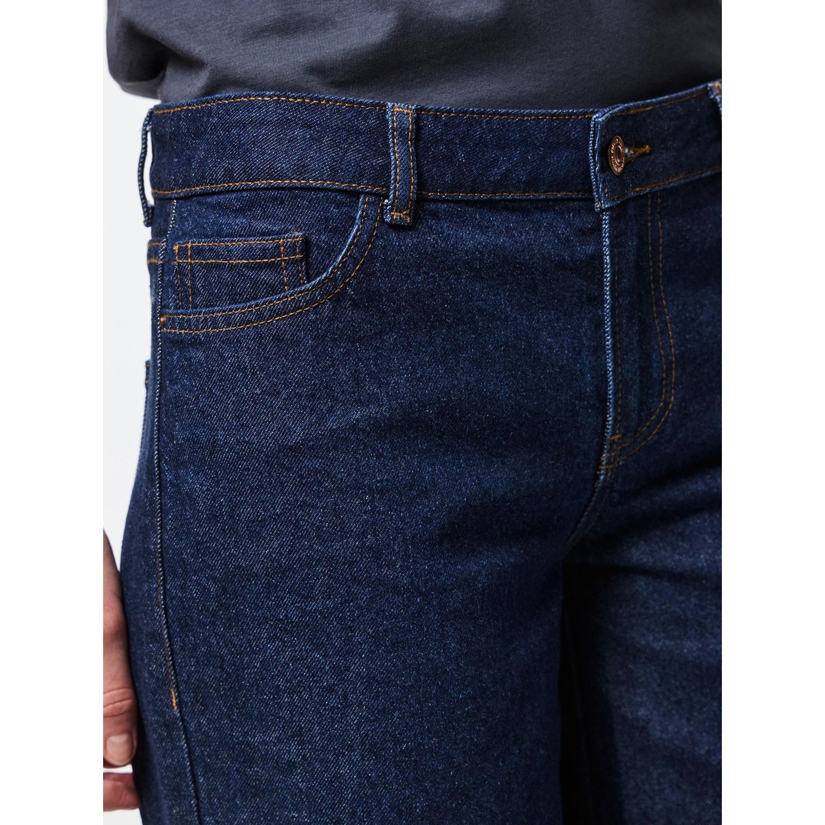 Jean À Coupe Ample dark blue denim, PIECES