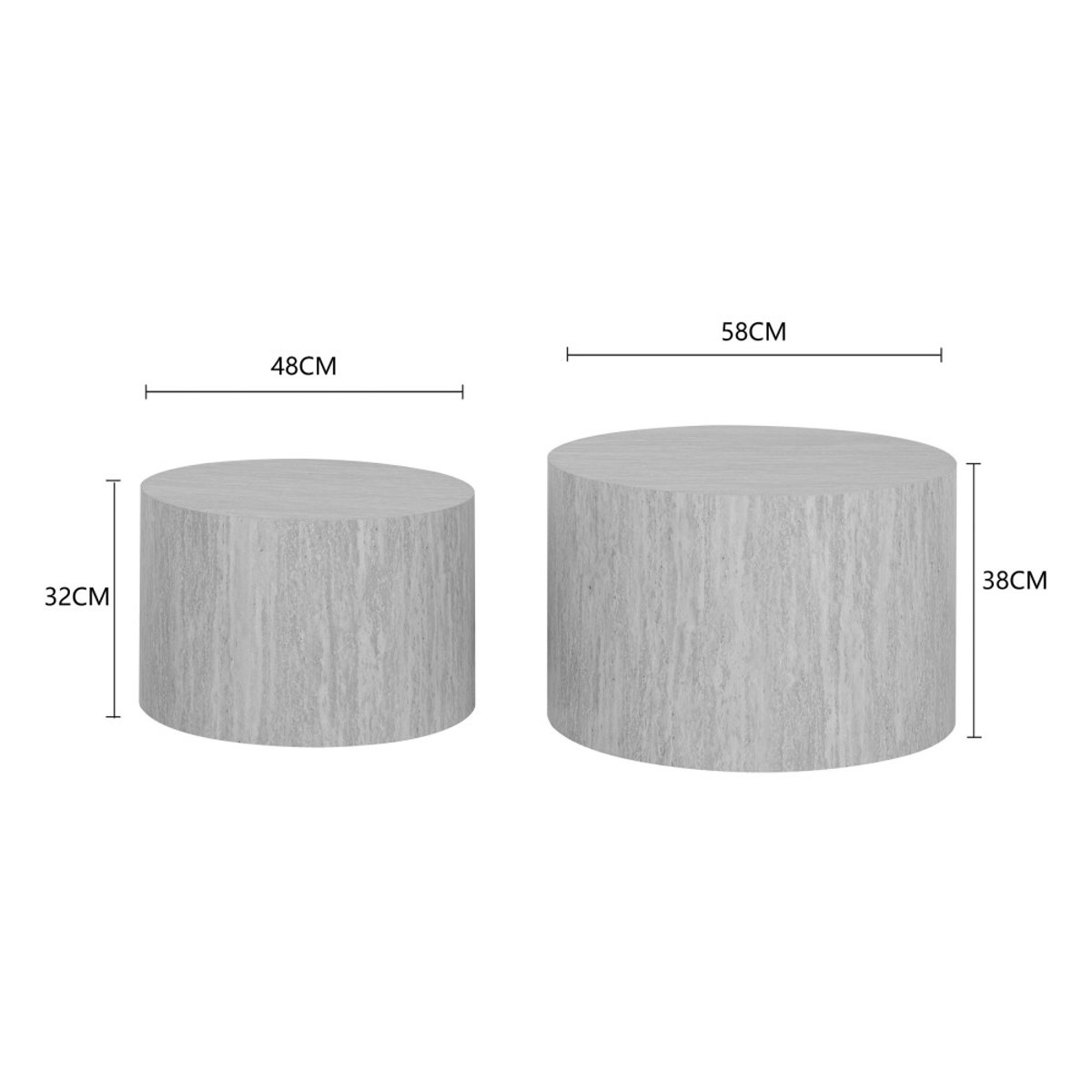 Lot de 2 tables d'appoint effet travertin- ELVA beige, DRAWER