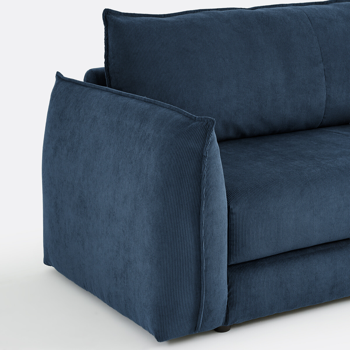 Fauteuil droit convertible, 1 place, en velours côtelé fines côtes, TIKI bleu, LA REDOUTE INTERIEURS