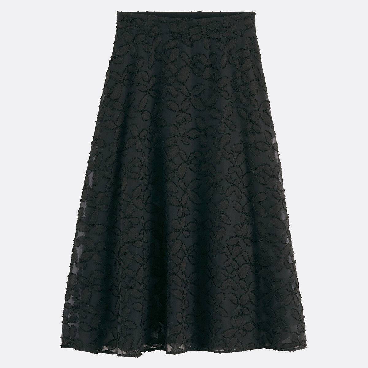 Full Maxi Skirt in Dévoré Voile black, LA REDOUTE COLLECTIONS