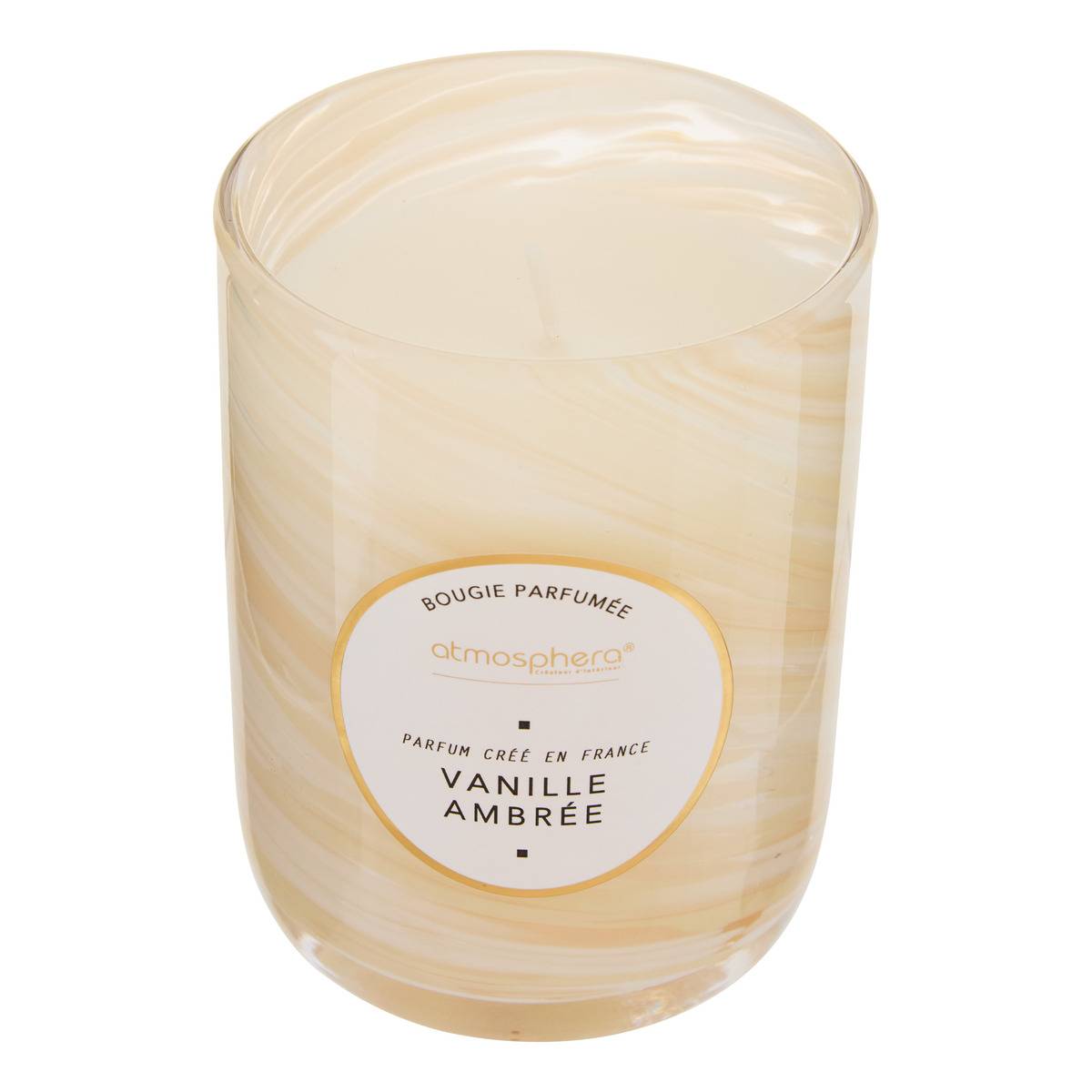 Bougie parfumée 275g pot en verre vague WAVY blanc, ATMOSPHERA