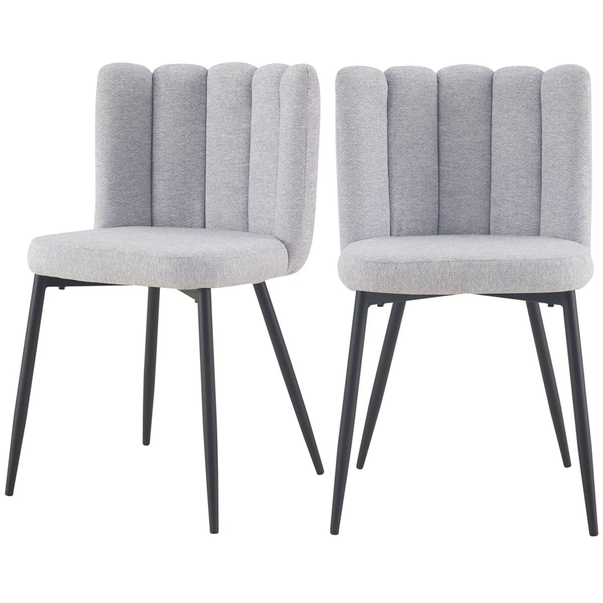Lot de 2 chaises en tissu et pieds en métal - ROSY gris chiné, MAISON PAVANE