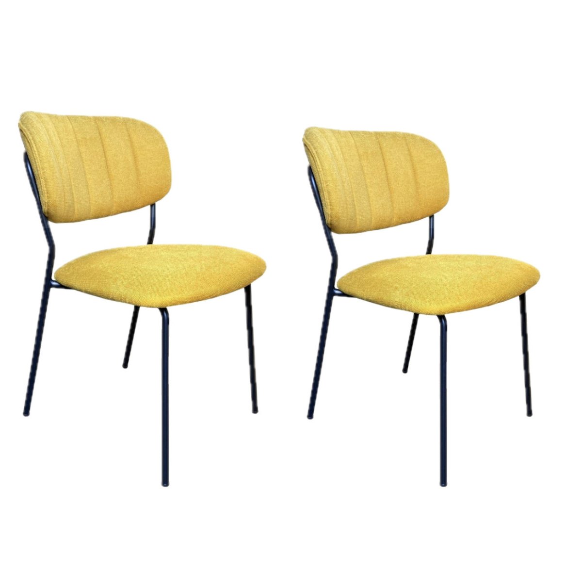 2 Chaises de repas en tissu - BELLAGIO jaune ocre, MATHI DESIGN
