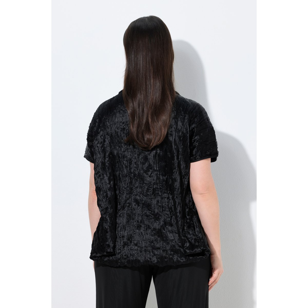 Blouse en acétate effet froissé noir, ULLA POPKEN