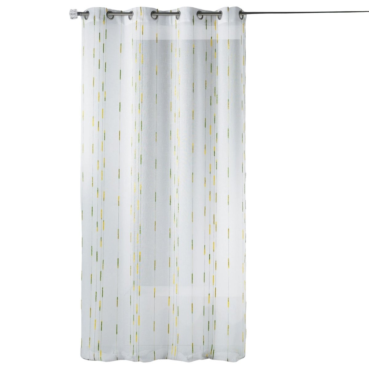 Voilage tamisant à motifs discrets de rayures vert clair, HOME MAISON