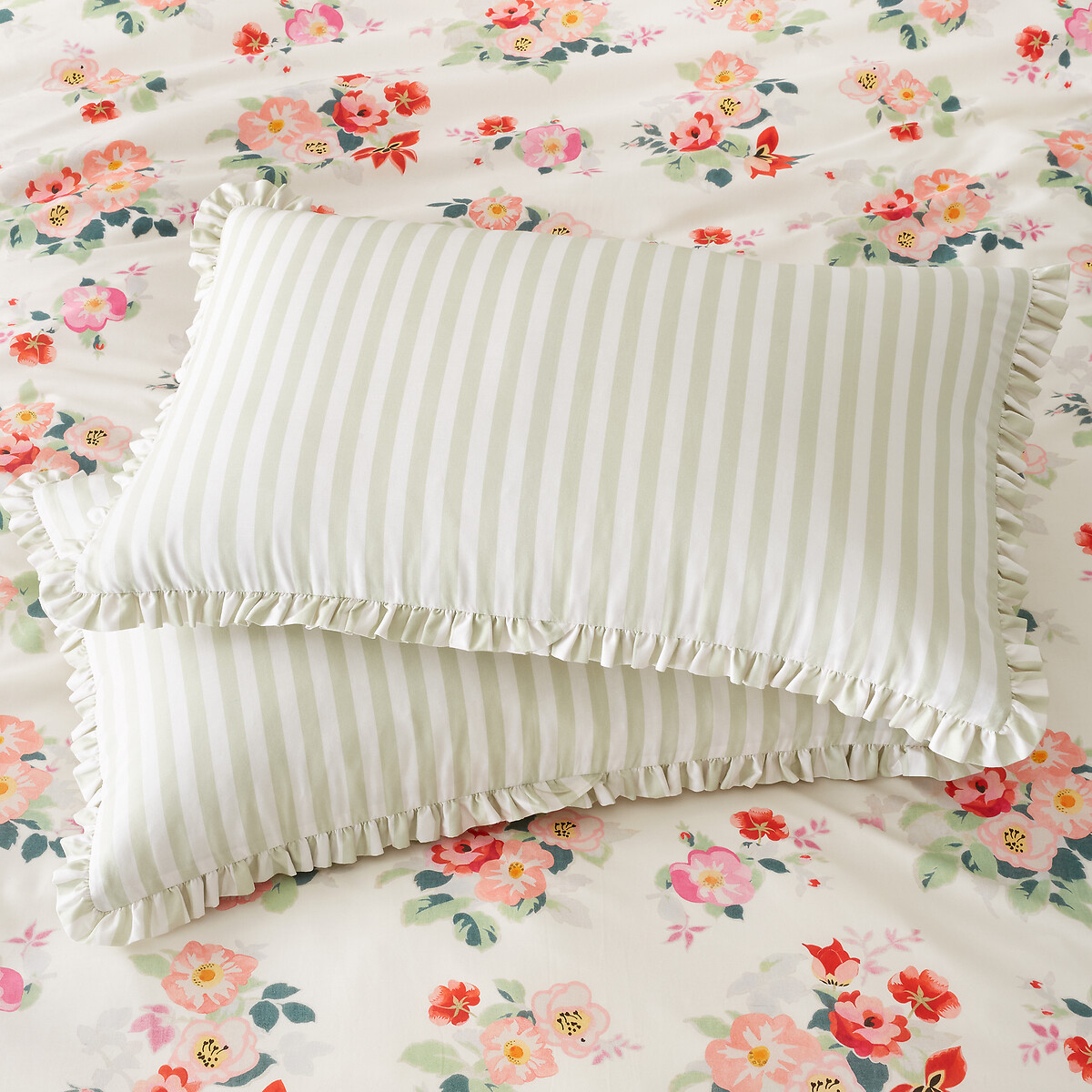Stripe Cotton Pillowcase Pair green, CATH KIDSTON
