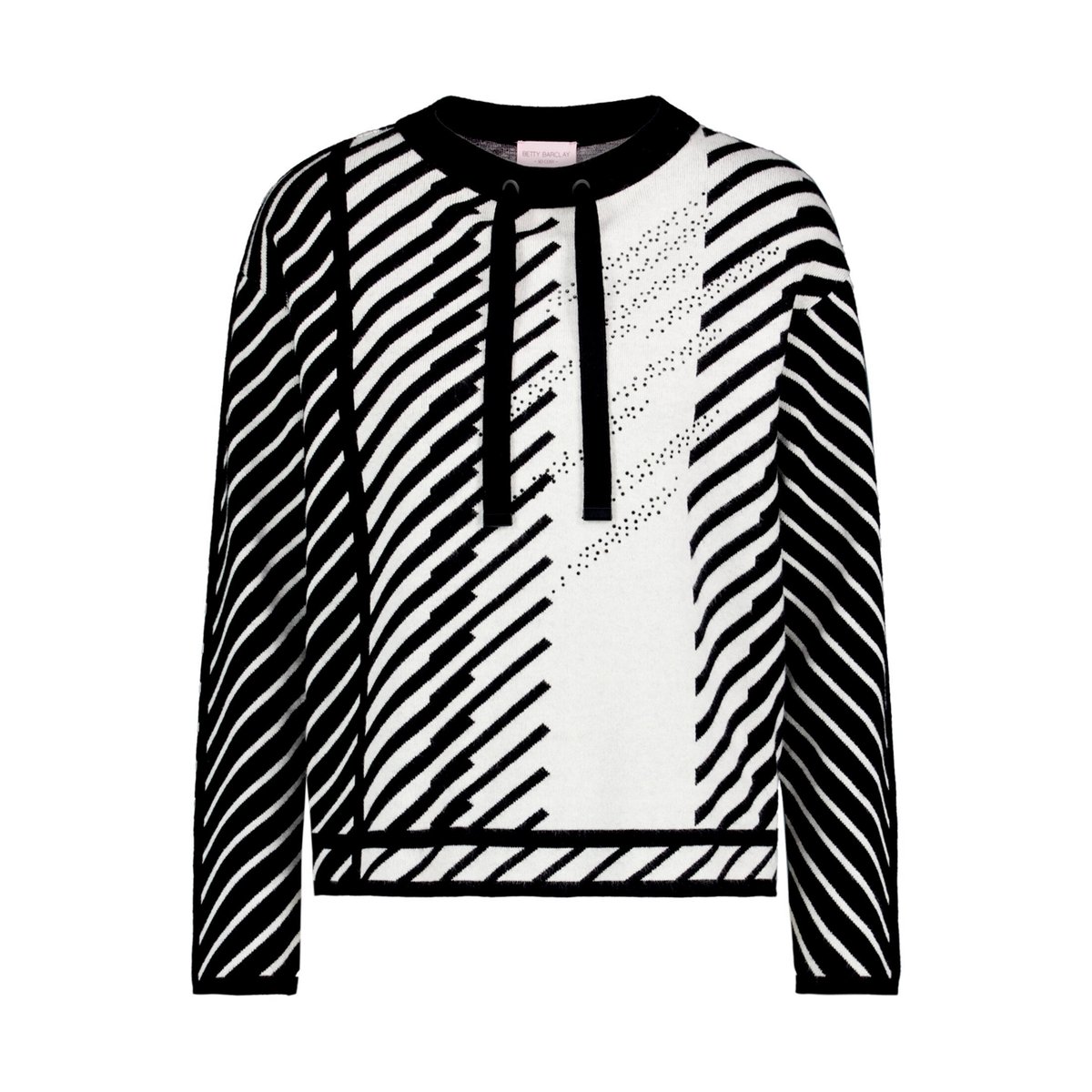Pull-over en maille à motif jacquard patch cream/black, BETTY BARCLAY