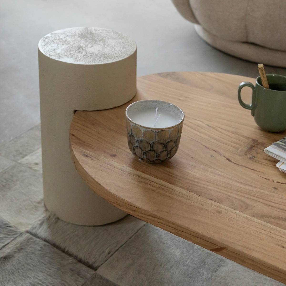 Table basse en bois d'acacia ovale DALVA bois clair, MADE IN MEUBLES