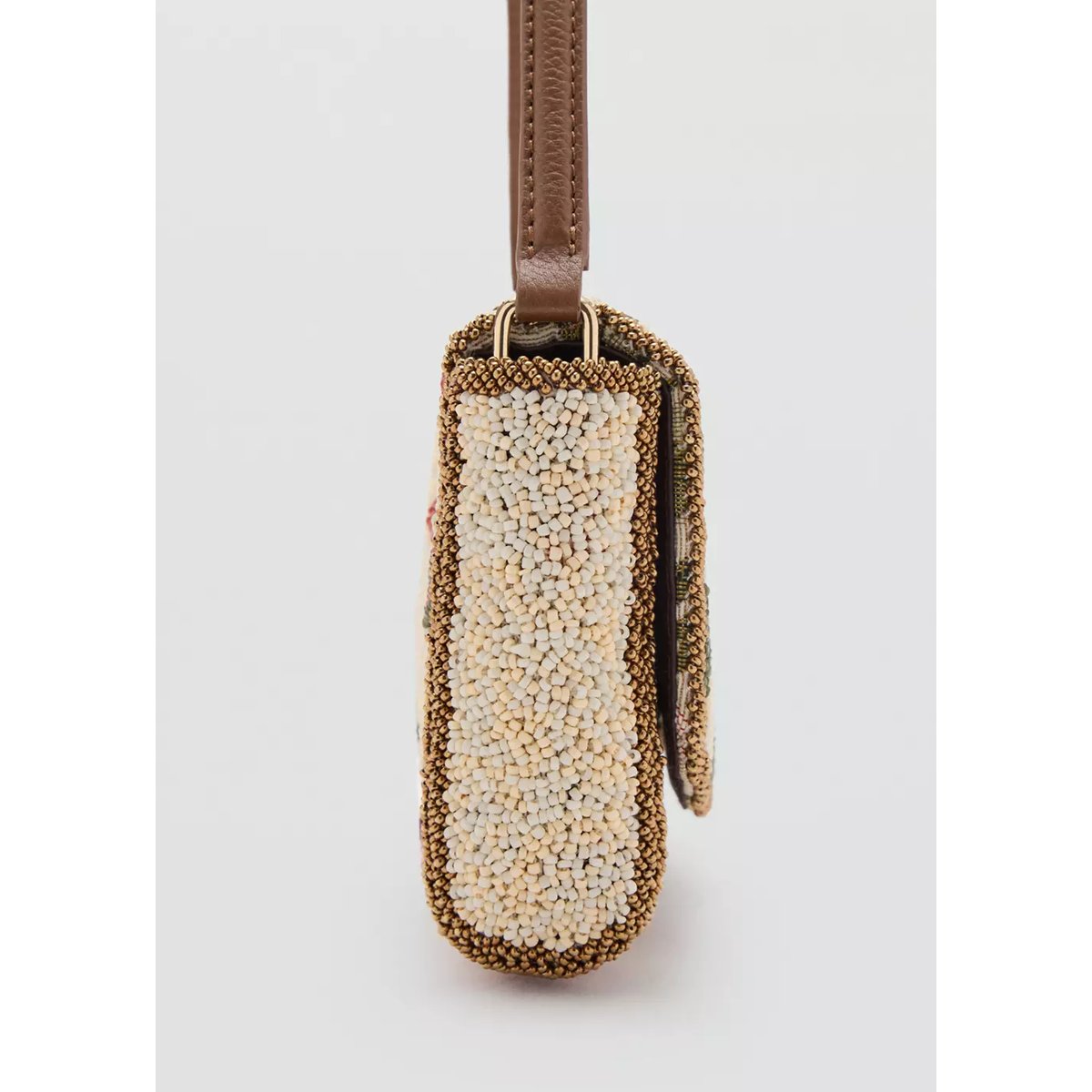 Sac porté épaule à broderie florale rose, MANGO