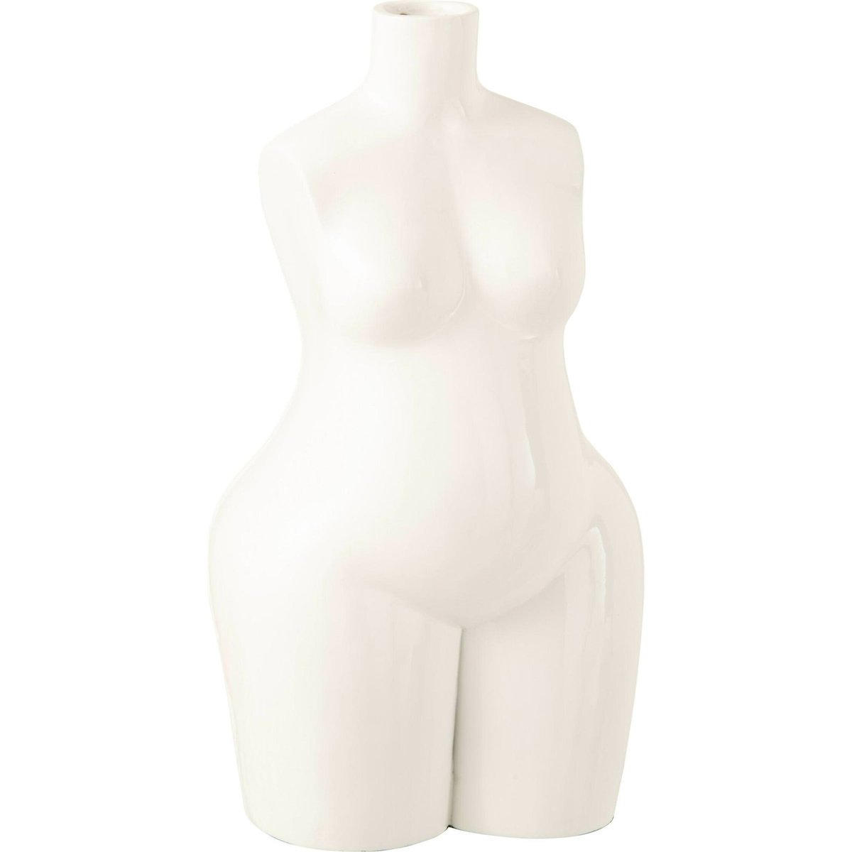 Vase silhouette féminine en métal brillant blanc brillant, RECOLLECTION
