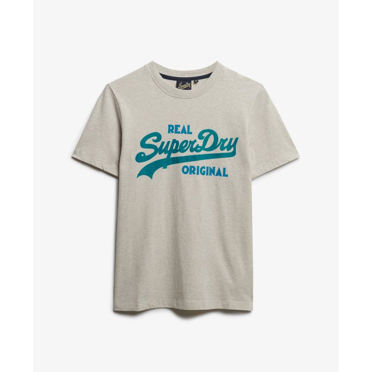 T-shirt Vintage Logo Scripted en Coton Bio grège chiné, SUPERDRY
