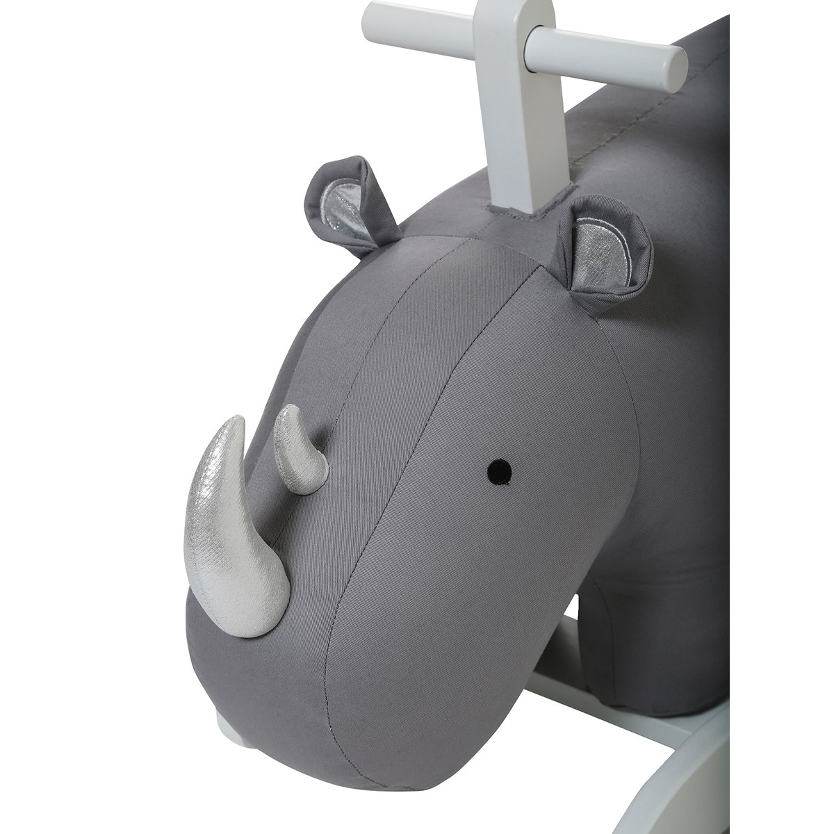 Rhinocéros à bascule gris clair uni avec decor, VERTBAUDET