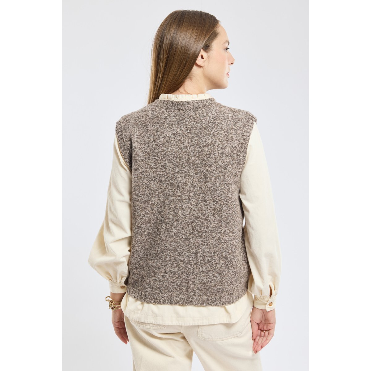 Cardigan sans manche Héritage en laine HERITAGE falcon mélangé, ARMOR-LUX