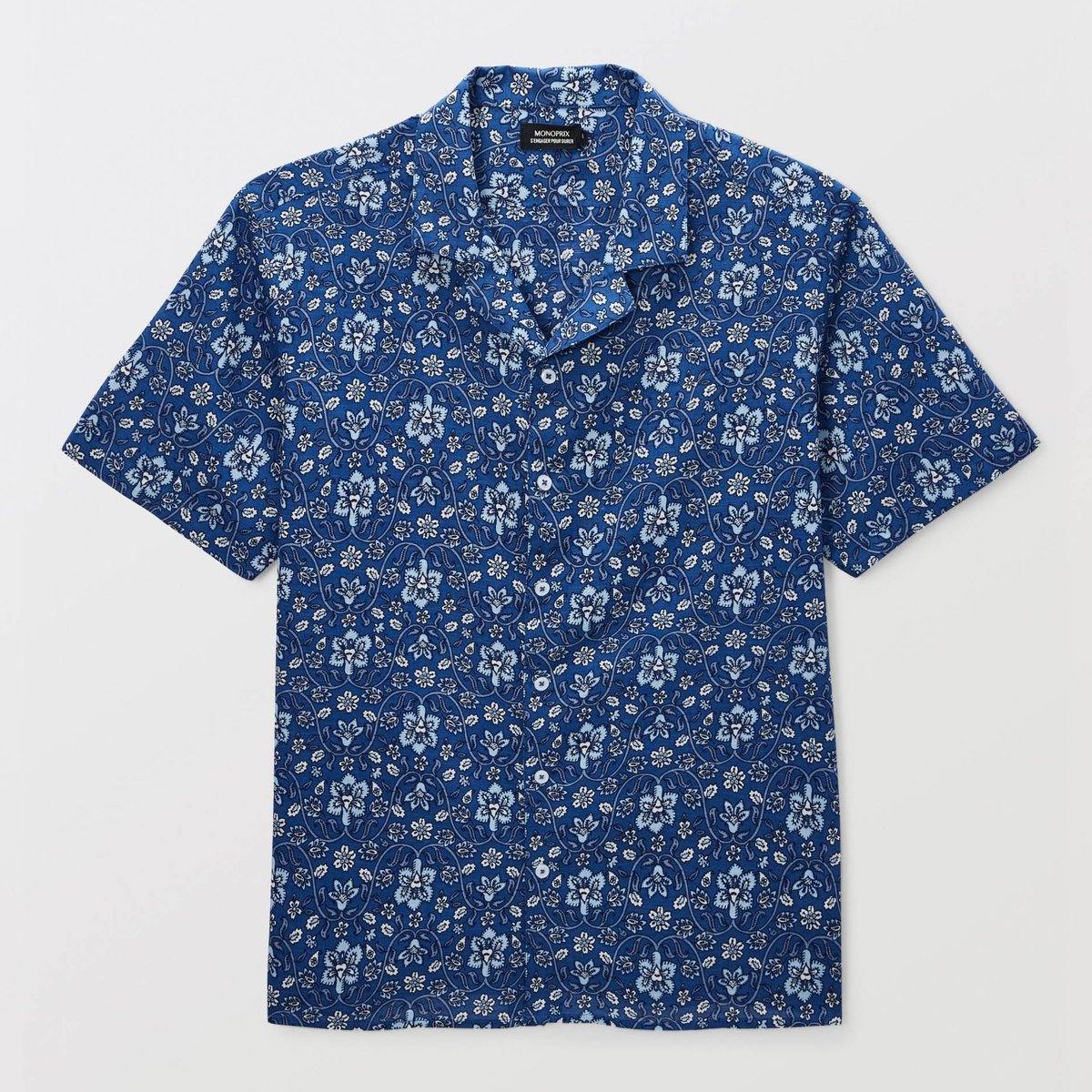 Chemise manches courtes imprimé en coton BIO GOTS nautique, MONOPRIX