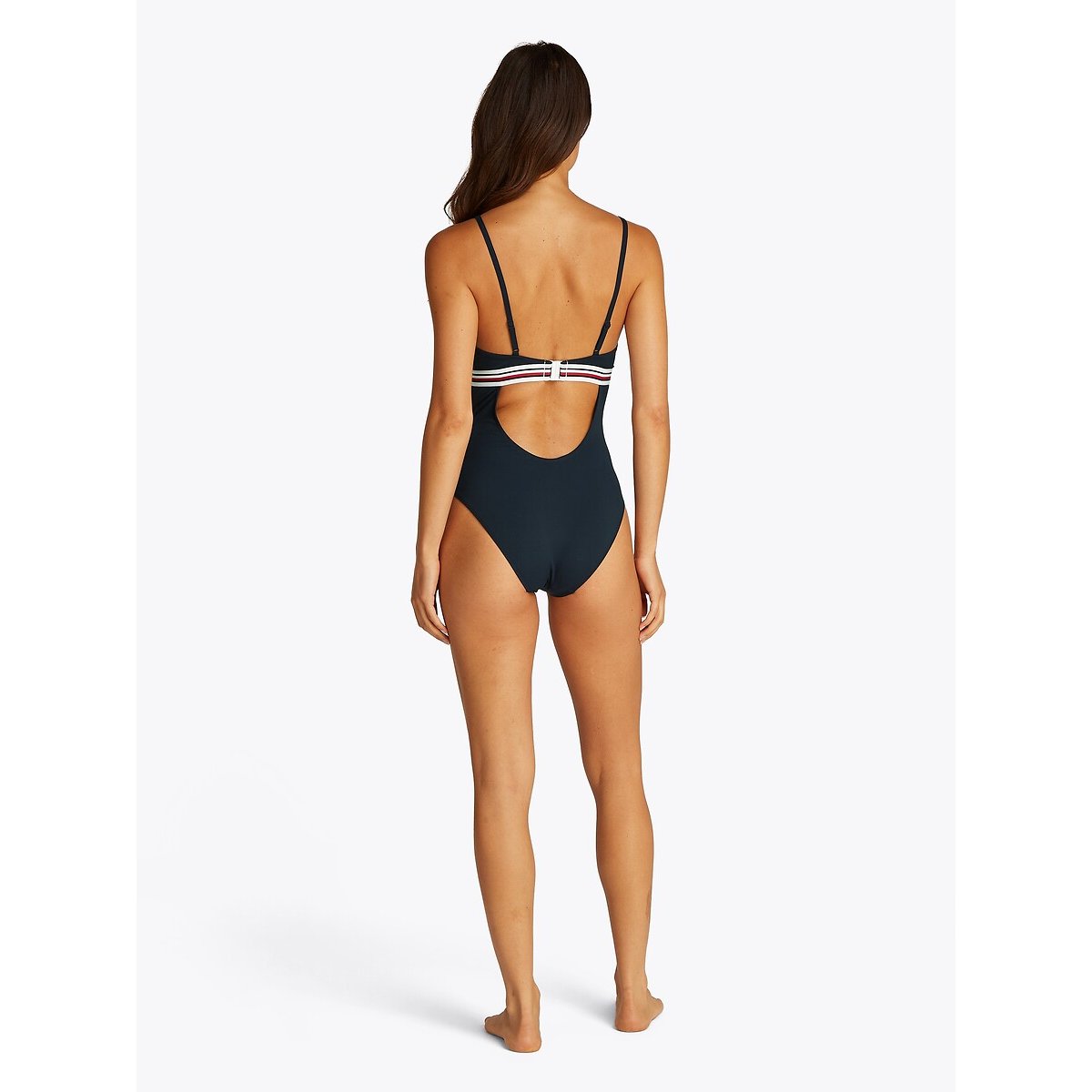 Maillot de bain 1 pièce TH Global stripe bleu, TOMMY HILFIGER