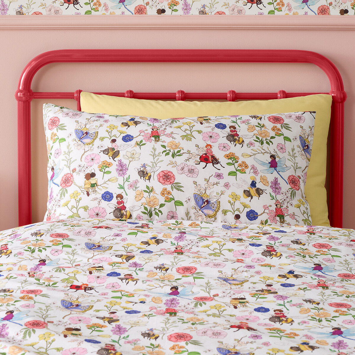 Garden Friends Reversible Cotton Duvet Cover And Pillowcase Set white, BELLE & BOO