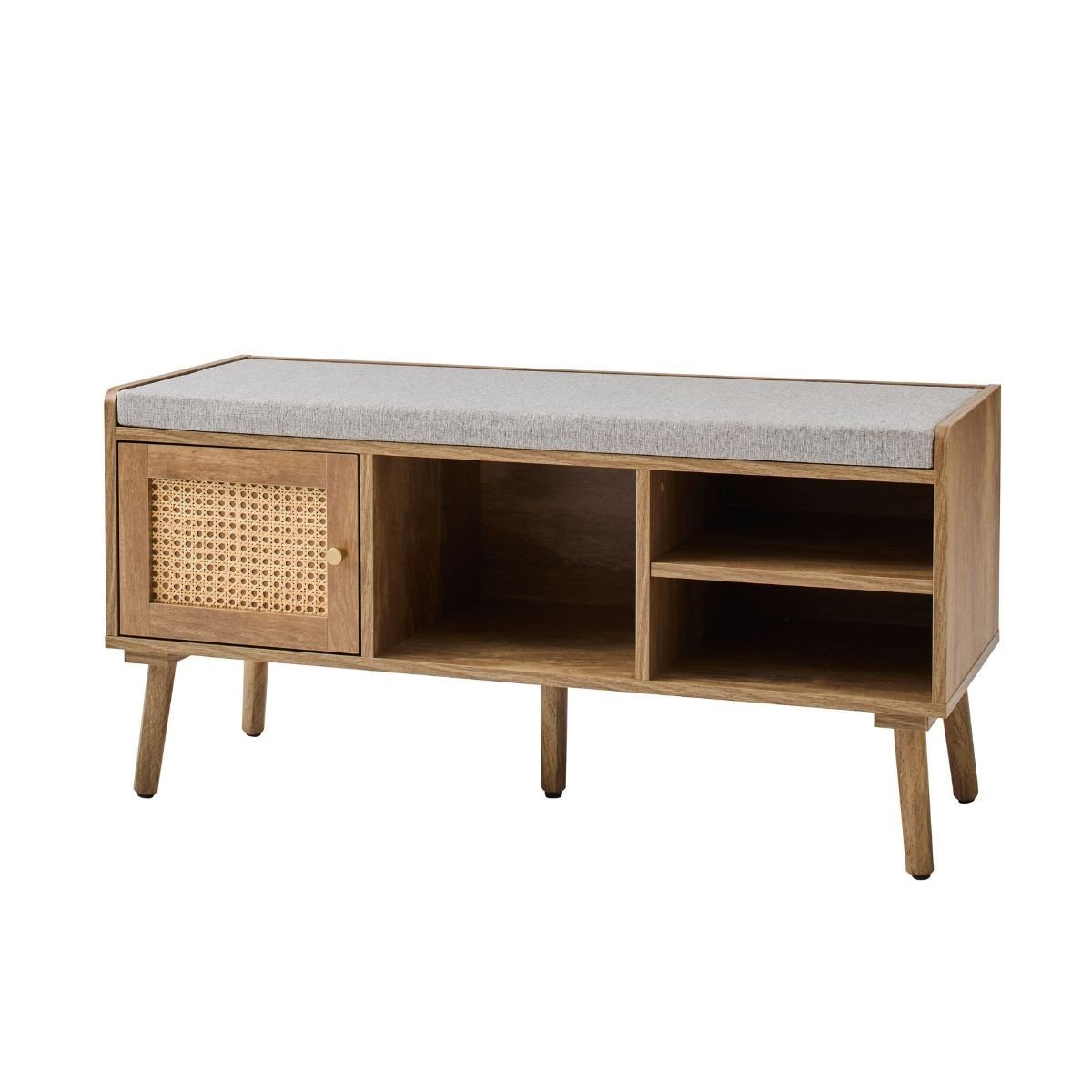 Banc à chaussures 1 porte 3 niches - PALMO bois clair, CALICOSY