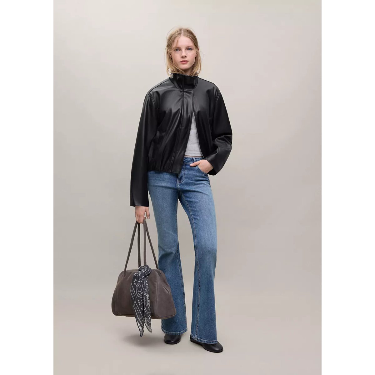 Veste col cheminée à poches noir, MANGO TEEN