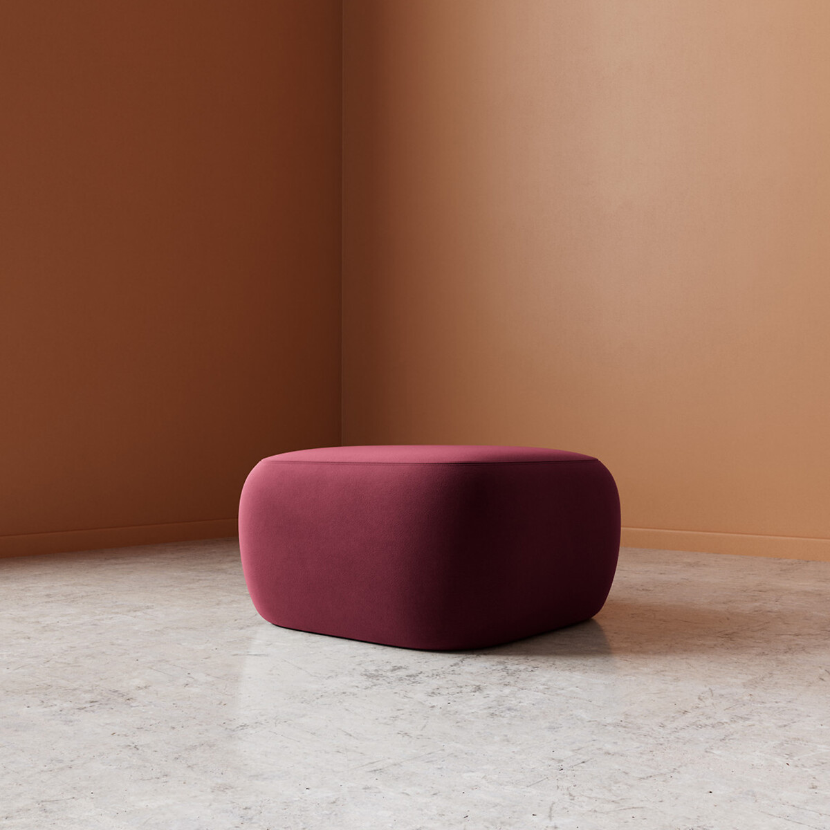 Alban Easy Velvet Footstool burgundy, SWOON