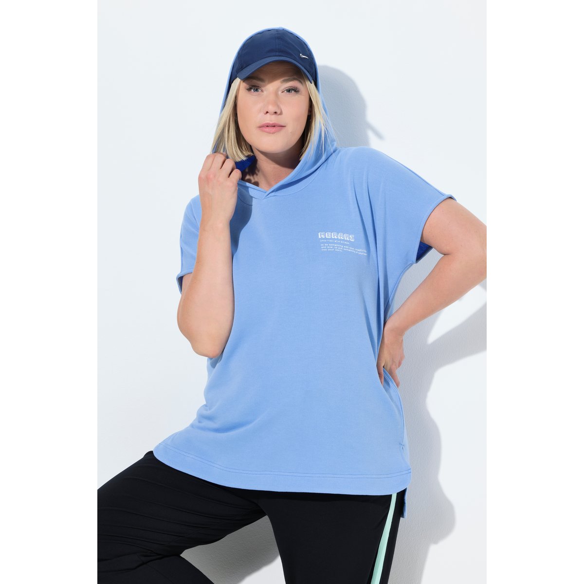 Sweat-shirt technique à capuche bleu clair, ULLA POPKEN
