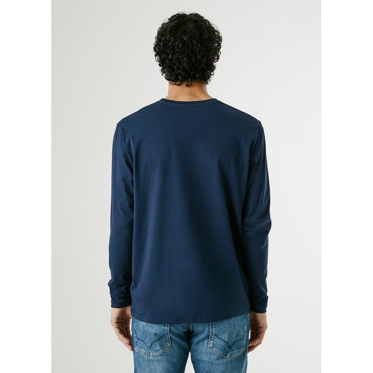 T-shirt col rond manches longues Eggo bleu marine, PEPE JEANS