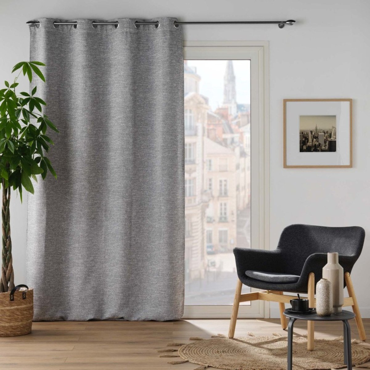 Rideau occultant 8 œillets 140x240 DUSKY Anthracite gris, DECORATIE
