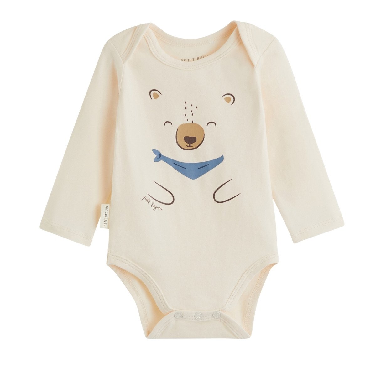 Lot de 2 bodies bébé manches longues Moka marron, PETIT BEGUIN