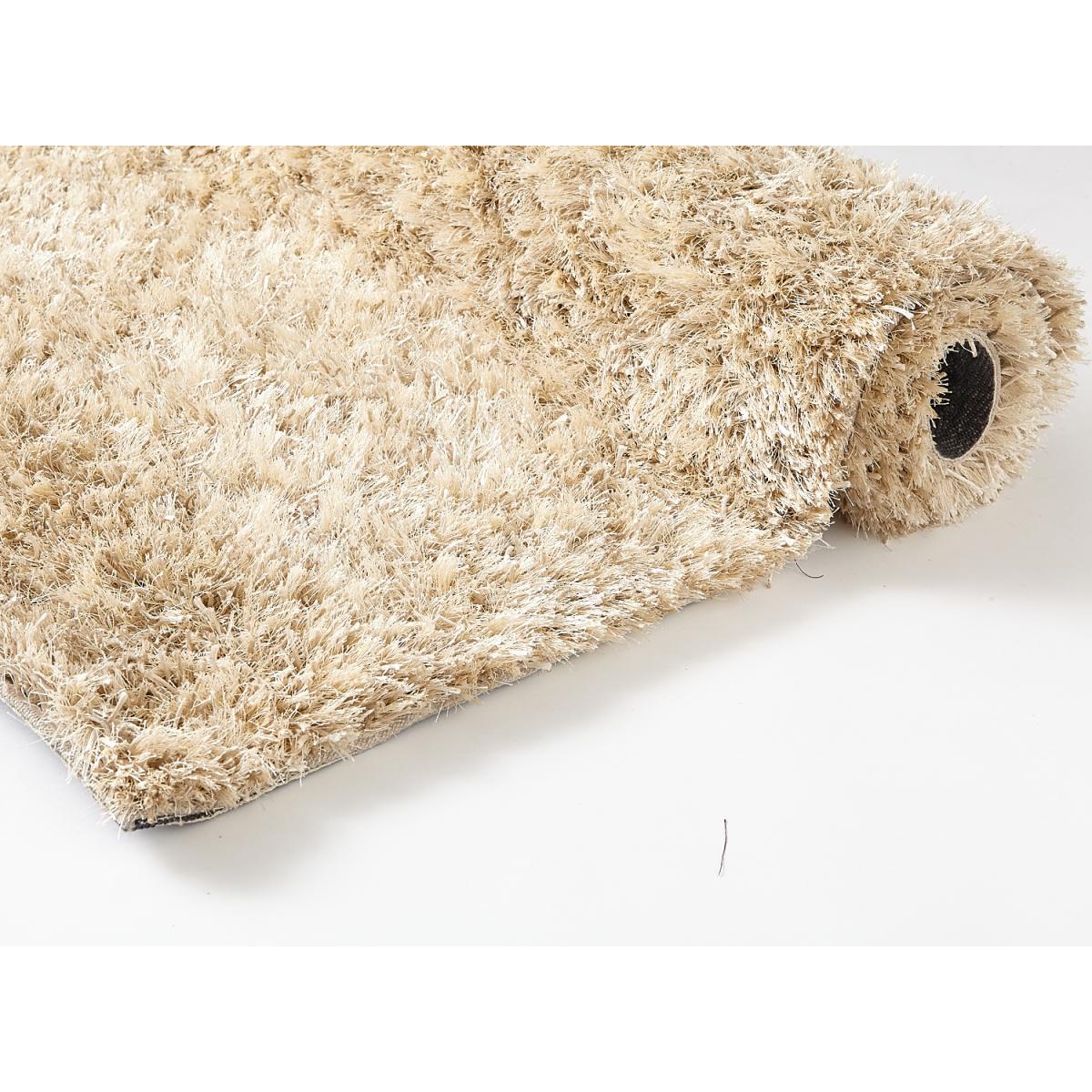 Tapis shaggy fait main motif uni MALAIDORY écru, UN AMOUR DE TAPIS