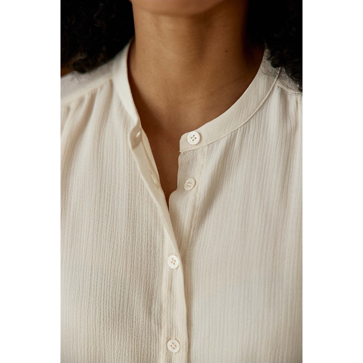 Blouse manches longues col rond uni BRINDO 11-ecru, LA PETITE ETOILE