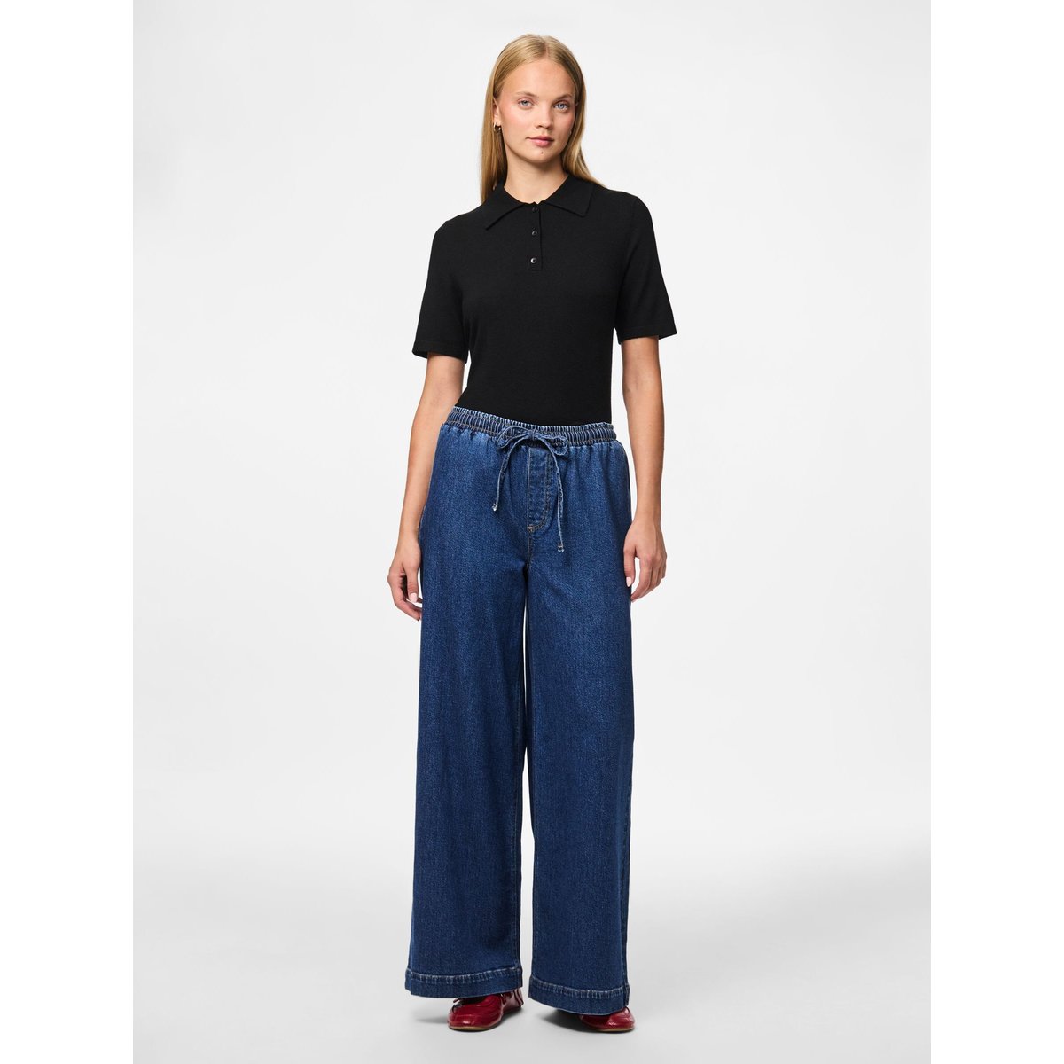 Jean À Coupe Ample medium blue denim, PIECES