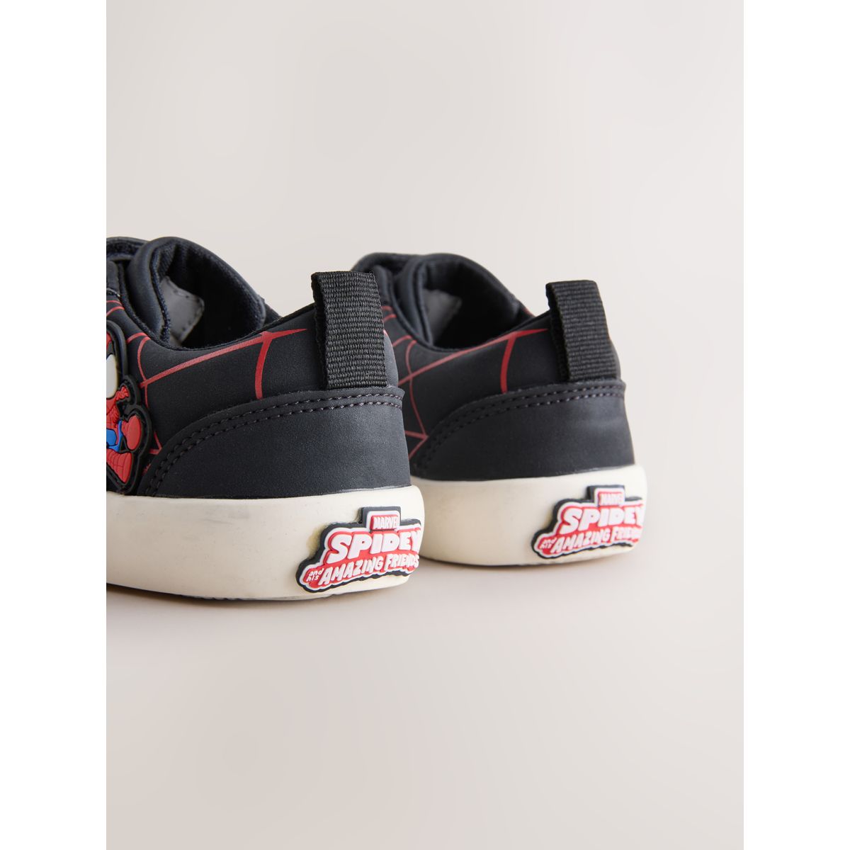 Baskets à lacets élastiques et scratch spiderman noir/rouge, NEXT