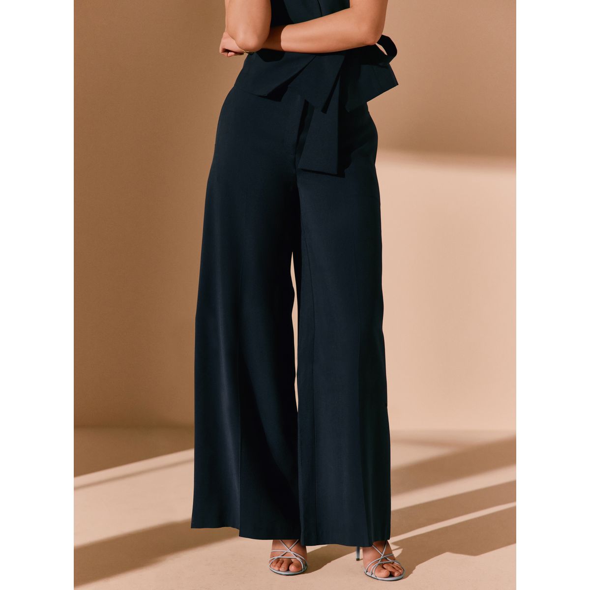 Pantalon large bleu marine, NEXT