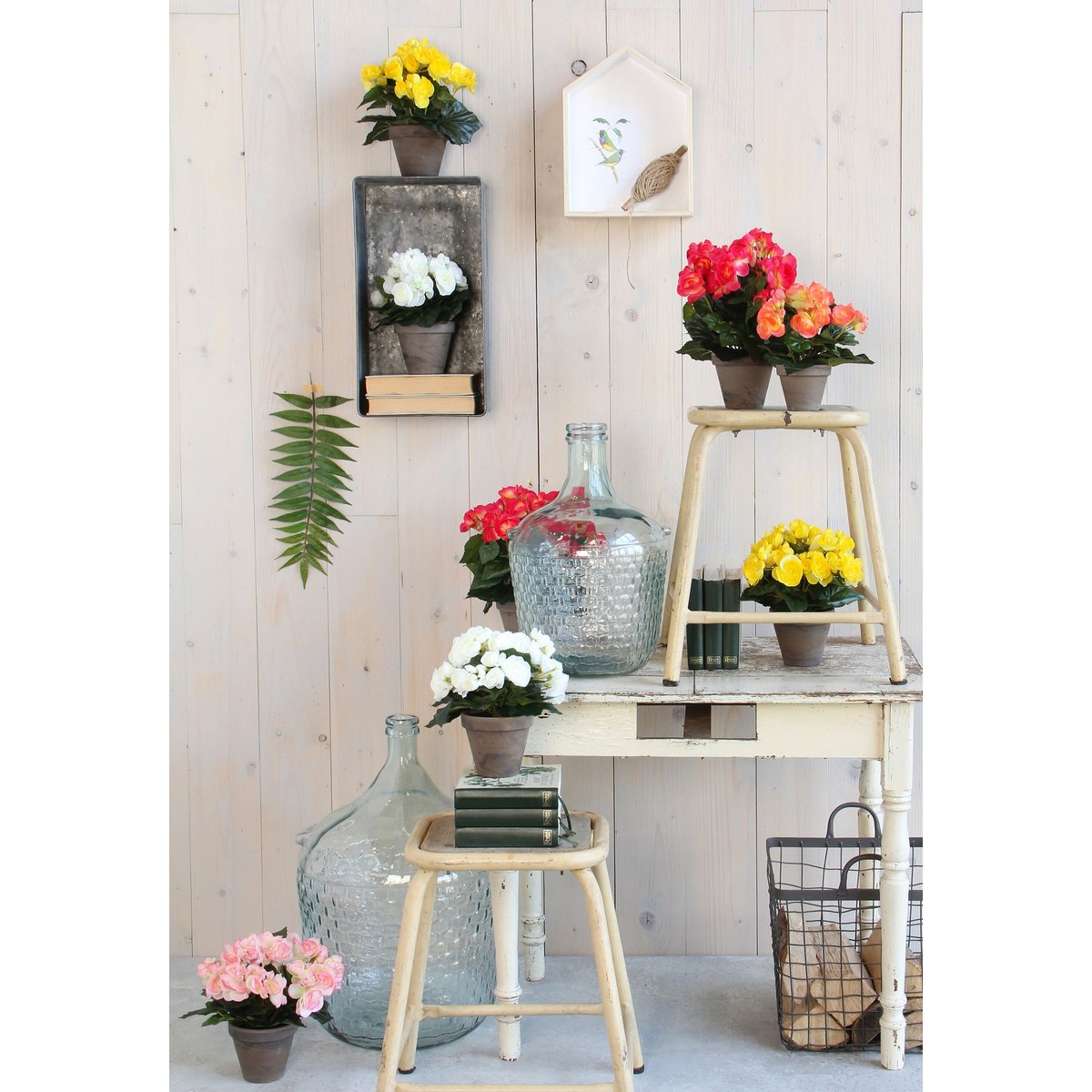 Plante artificielle BEGONIA blanc, MICA DECORATIONS