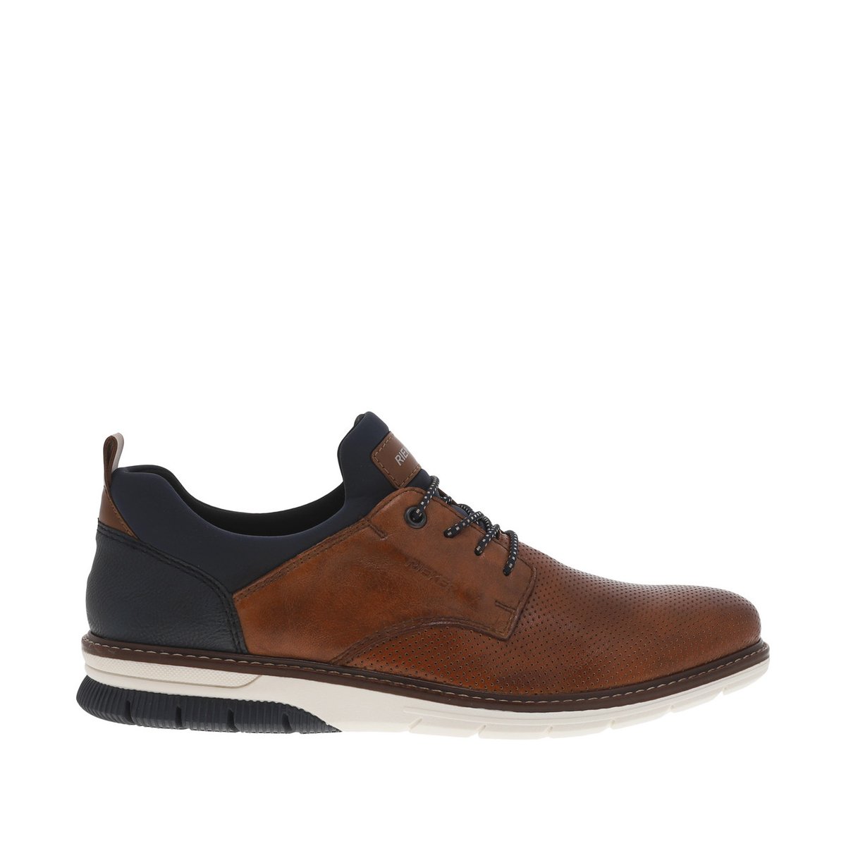 Baskets basses style derbies noisette avec des lacets ronds marron et blancs marron, RIEKER