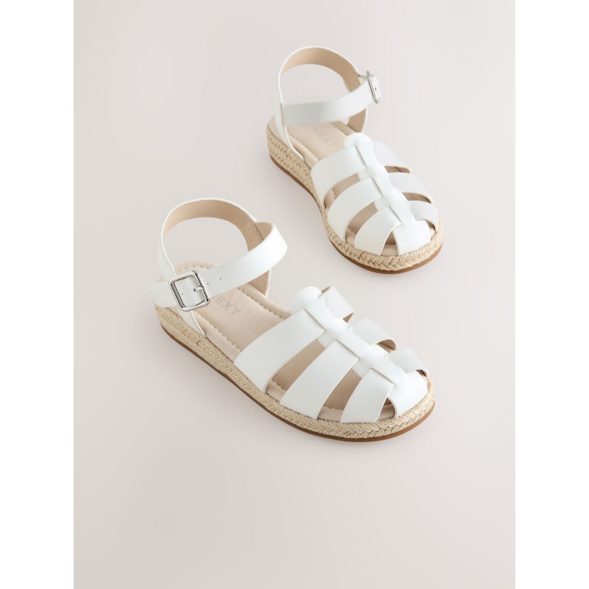 Sandales compensées style pêcheur blanc, NEXT
