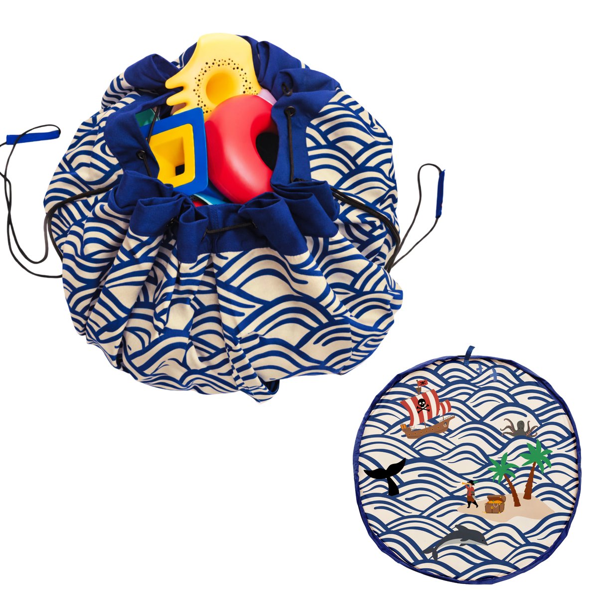play&go - tapis de jeu & sac à jouets outdoor - pirate bleu, multicolor, PLAY ET GO