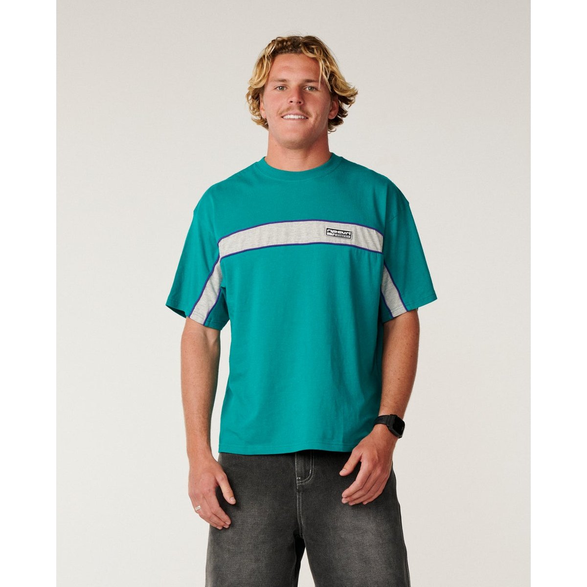 T-shirt ARCHIVE 69 PANEL Boxy vert marin, RIP CURL